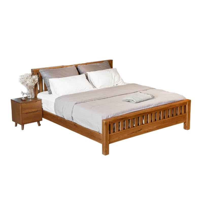 เตียงนอนไม้สัก 6 ฟุต SIGNATURE ONCE รุ่น SO - 009 สีทีค